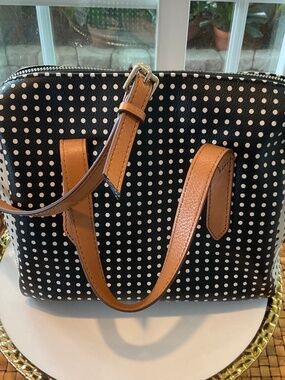 FOSSIL Sydney Satchel Polka Dot Leather Bag NWOT